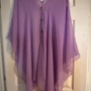 Purple Buttoned Poncho